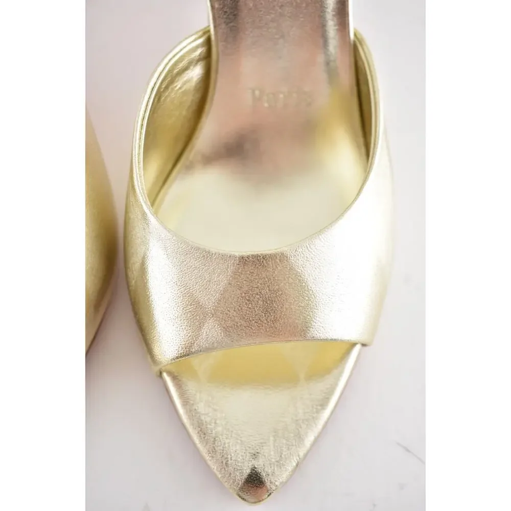 Christian Louboutin Miss Z Mule 80 Platino Gold Backless Sandal Heel Pump 35